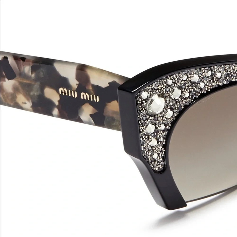 NWOT Miu Miu Rasoir Rhinestone Cat Eye Sunglasses